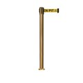 Montour Line Stanchion Belt Barrier Fixed Base Sat.Brass Post 11ft.Yel. Open.. Belt MX630F-SB-BEWARYB-110